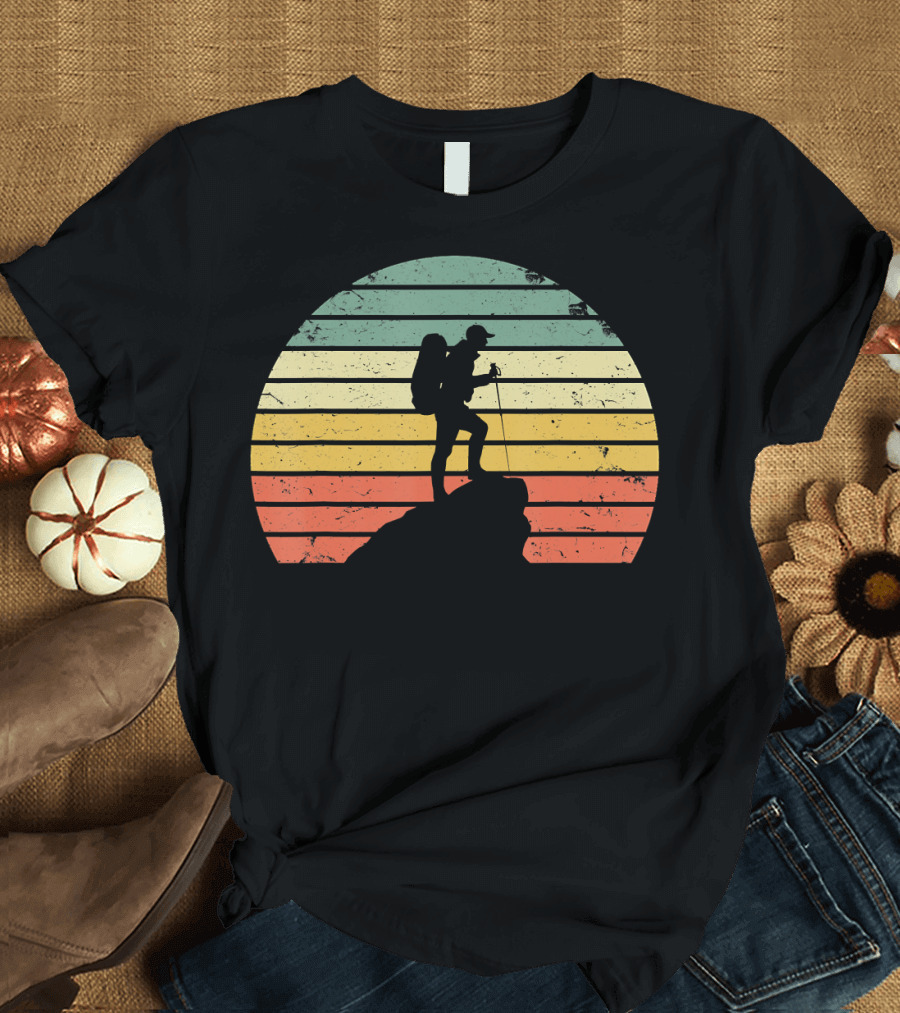 Vintage Hiking Retro Sunset Adventure T-Shirt