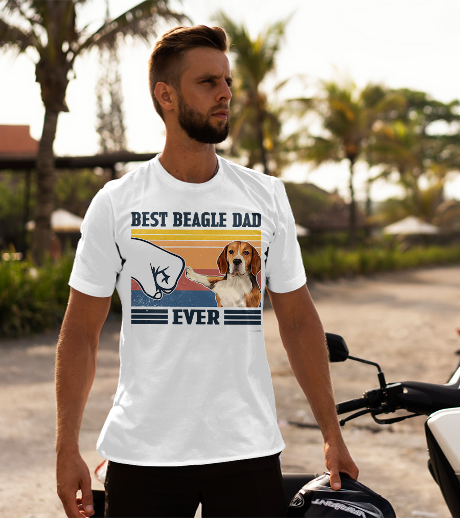 Best Beagle Dad Ever Vintage Fist Bump T-Shirt