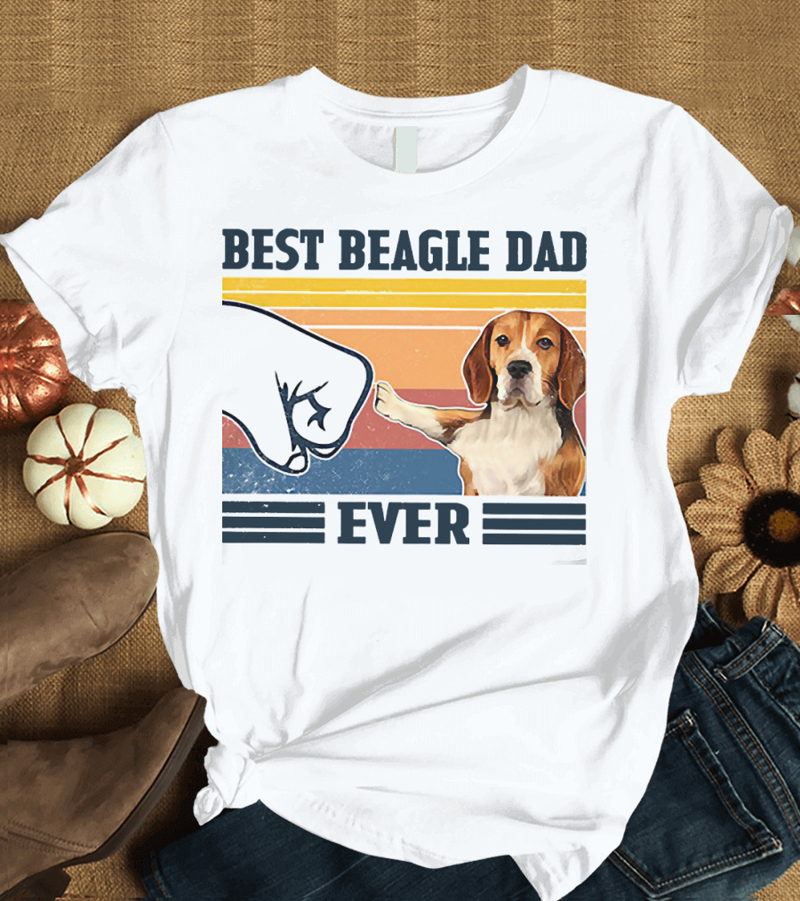 Best Beagle Dad Ever Vintage Fist Bump T-Shirt