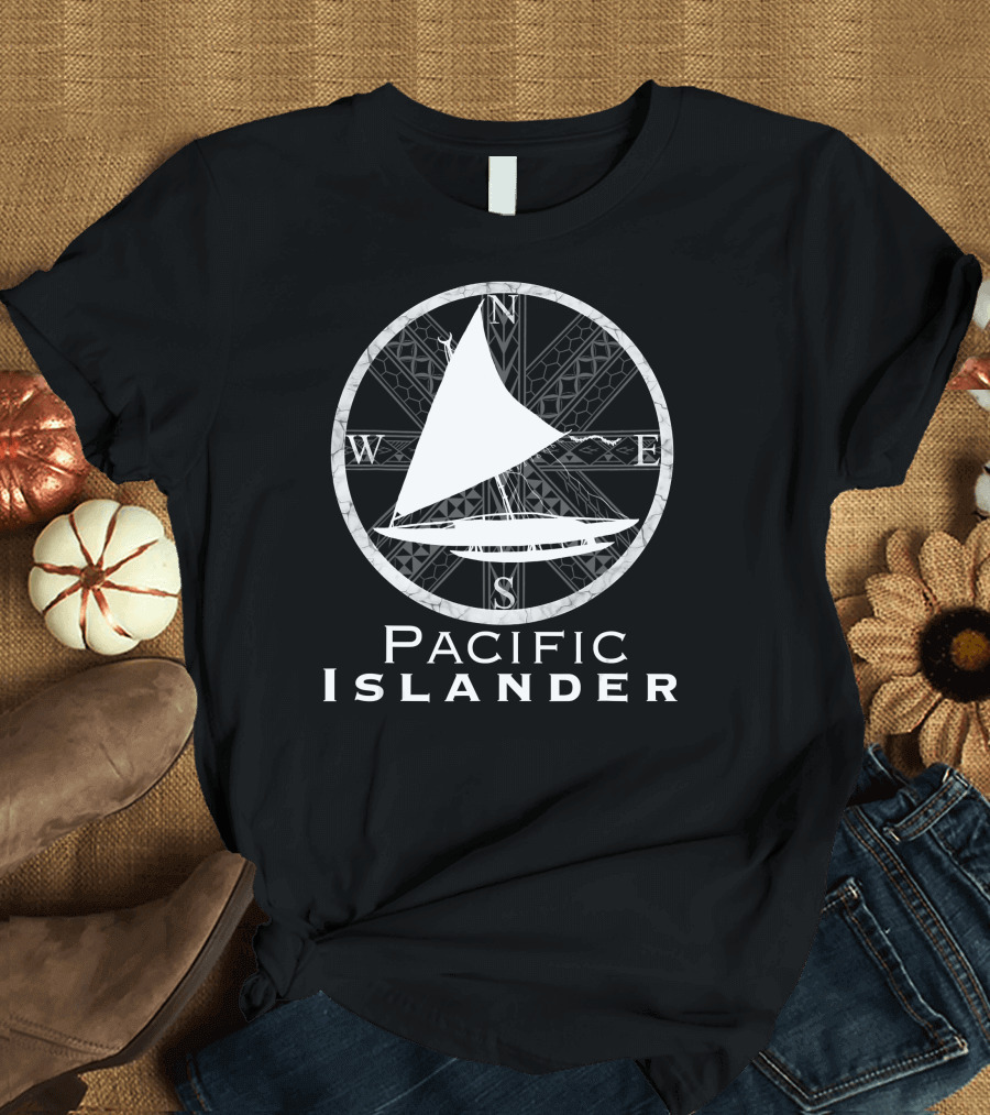Pacific Islander Tribal Canoe Compass Sailboat T-Shirt