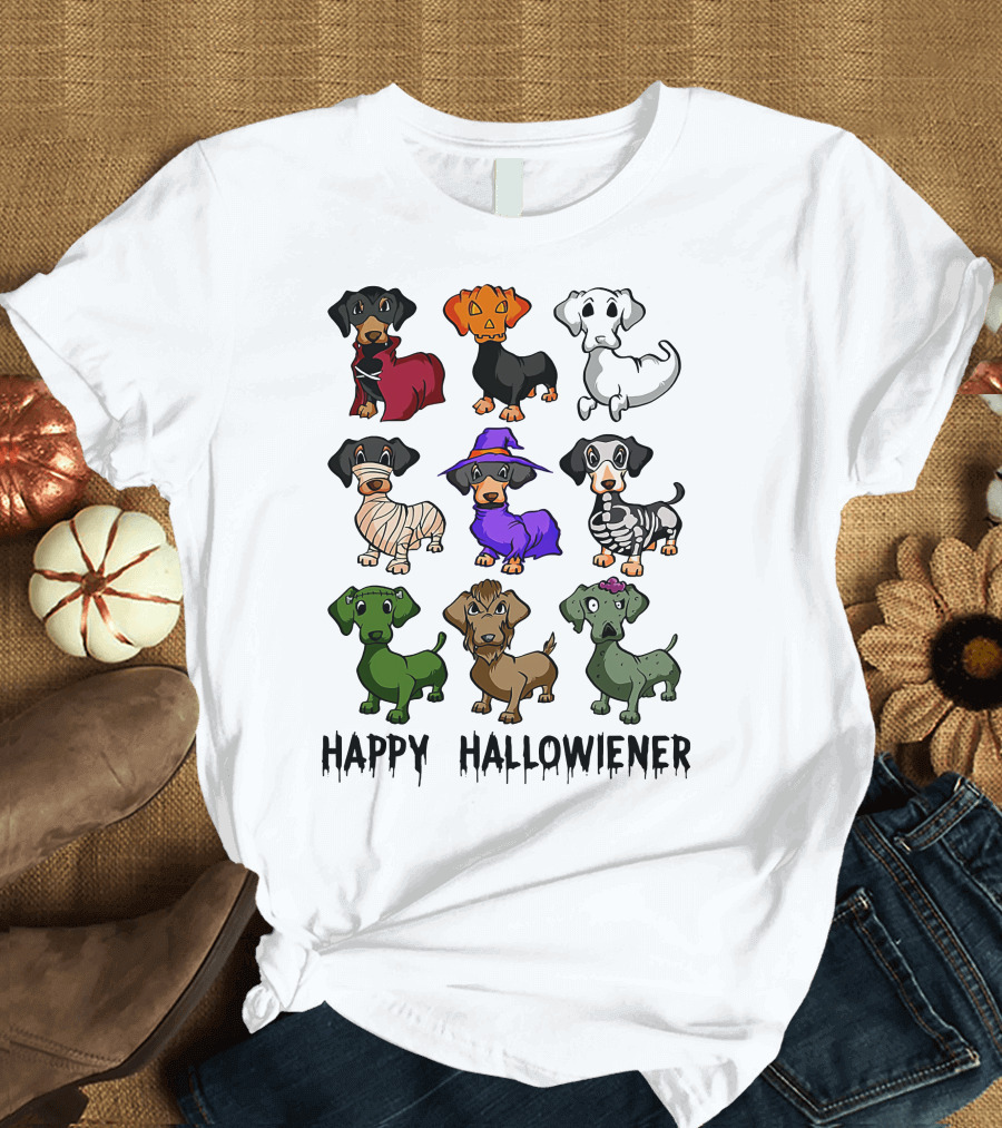 Happy Hallowiener Dachshund Costume Fun Halloween Dogs T-Shirt