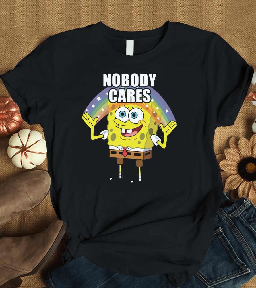 Spongebob Rainbow Nobody Cares T-Shirt