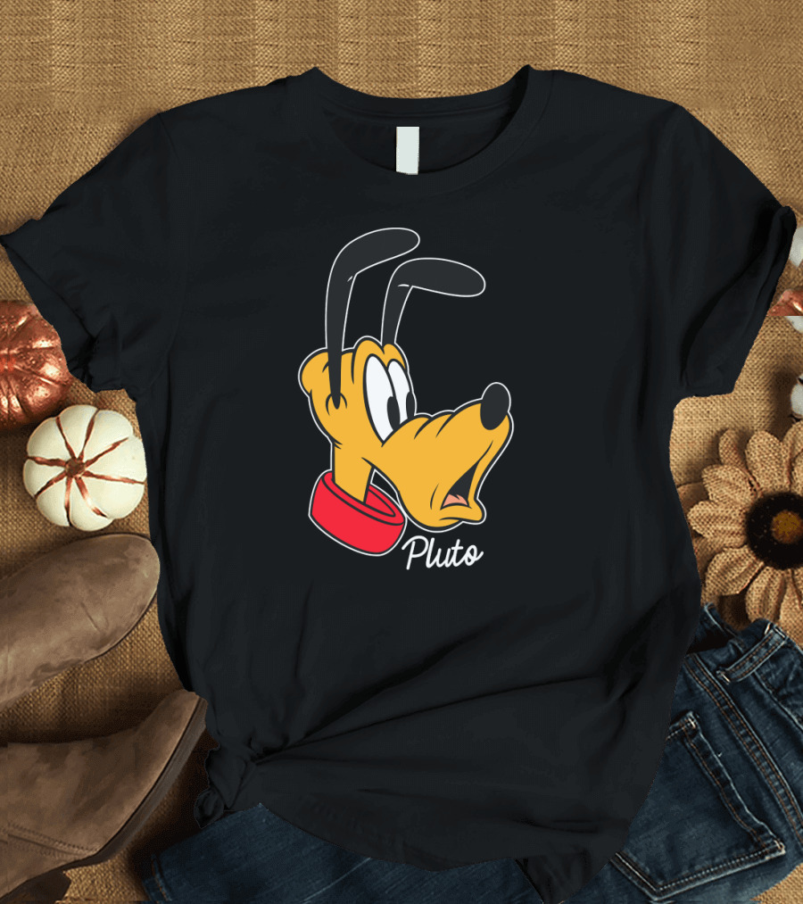 Disney Mickey And Friends Pluto Big Face With Red Collar T-Shirt