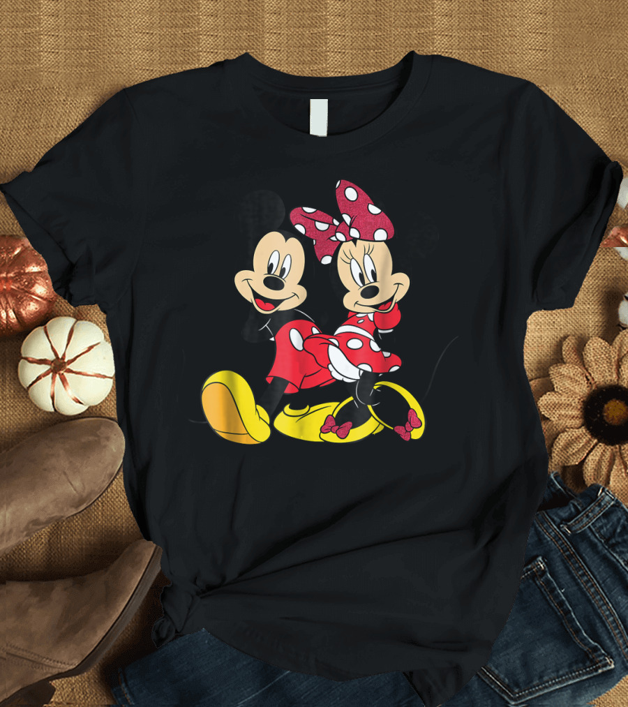 Mickey and Minnie Big Mouse Disney Yellow Shoes Red Bow T-Shirt