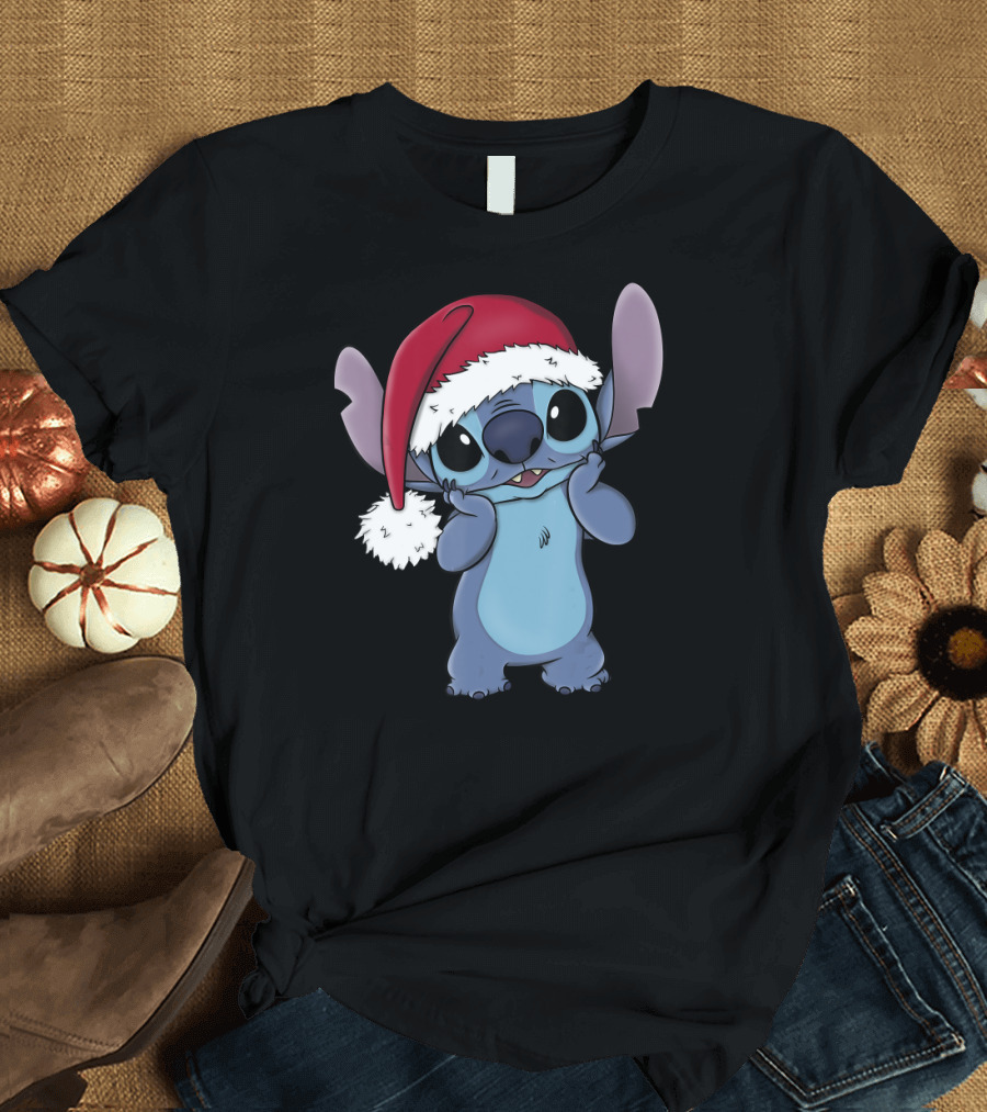 Disney Lilo and Stitch Santa Hat Christmas Stitch T-Shirt