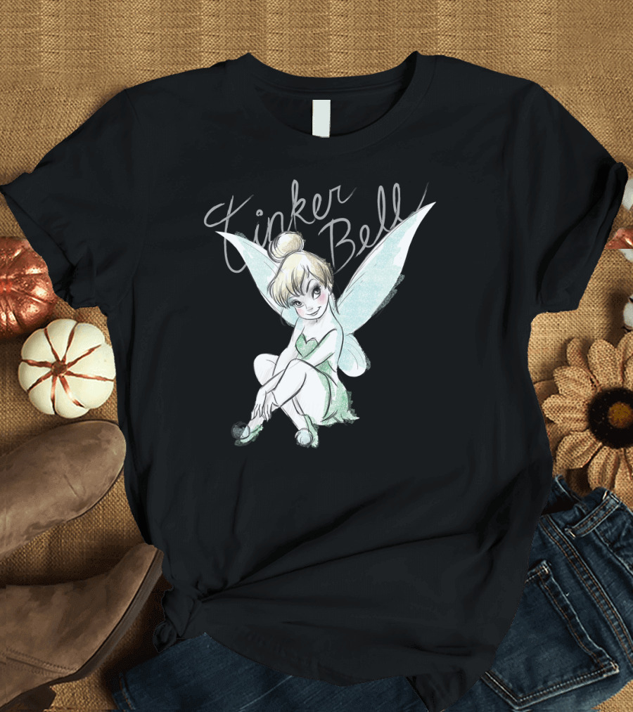 Disney Tinker Bell Fairy Sitting Illustration Tinker Bell T-Shirt