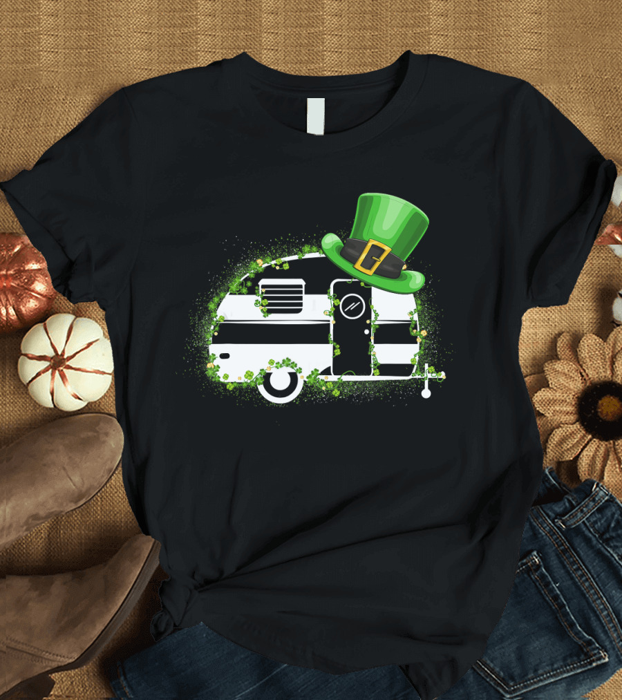 St Patrick's Day Leprechaun Hat Camper Van Adventure T-Shirt