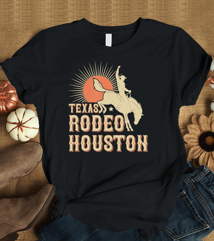 Texas Rodeo Houston Western Cowboy Sunburst Rider T-Shirt