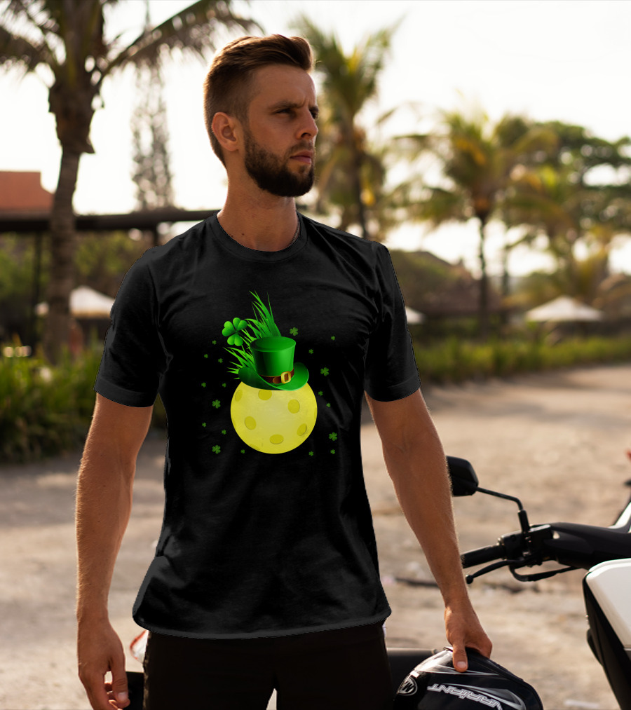 Leprechaun Pickleball Shamrock Hat Ball T-Shirt