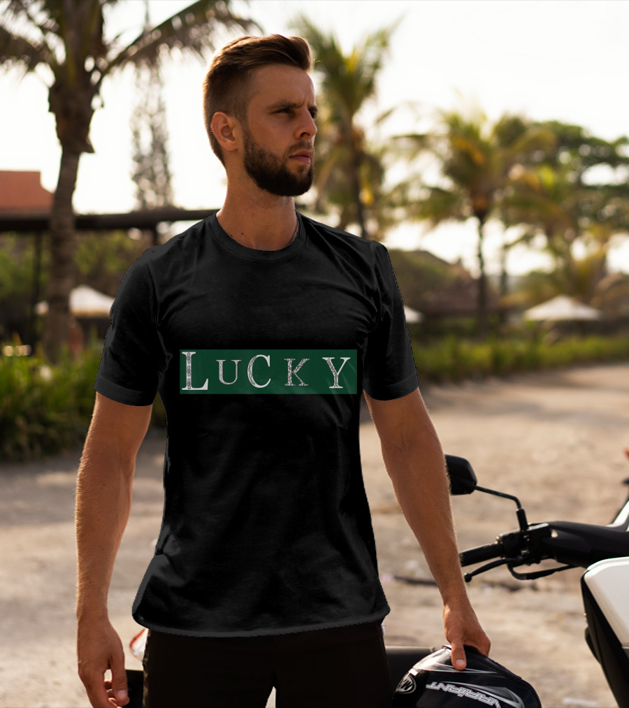 Lucky Celtic Irish Style Text Green T-Shirt