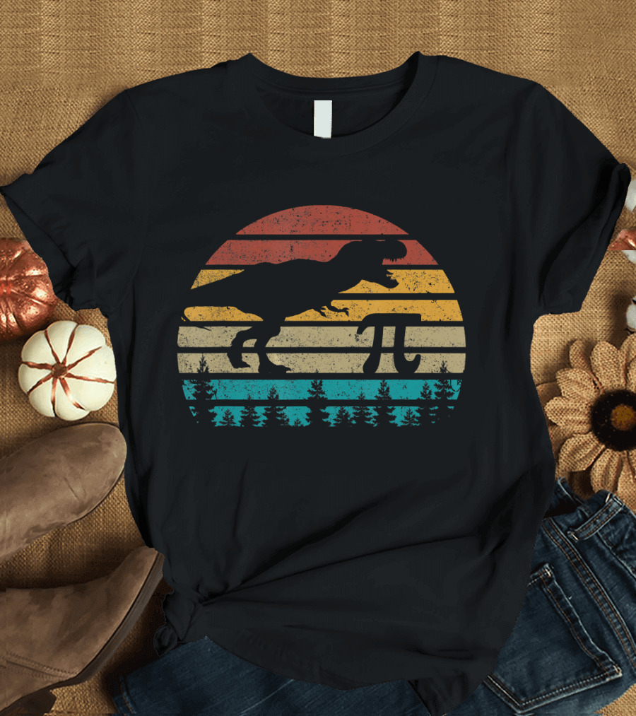 Pi Dinosaur Vintage Retro Funny Pi Day Math T-Shirt