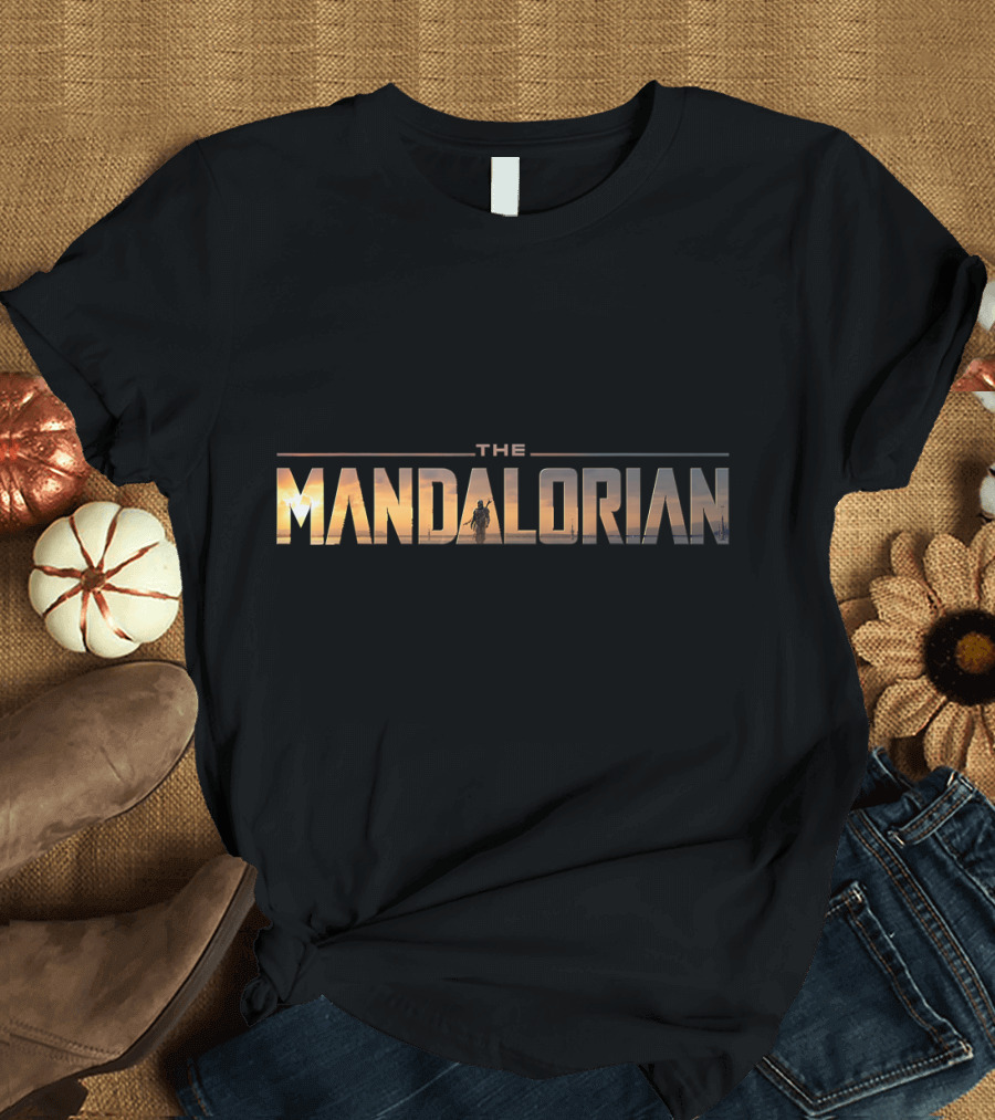 The Mandalorian Star Wars Series Iconic Text Sunset T-Shirt