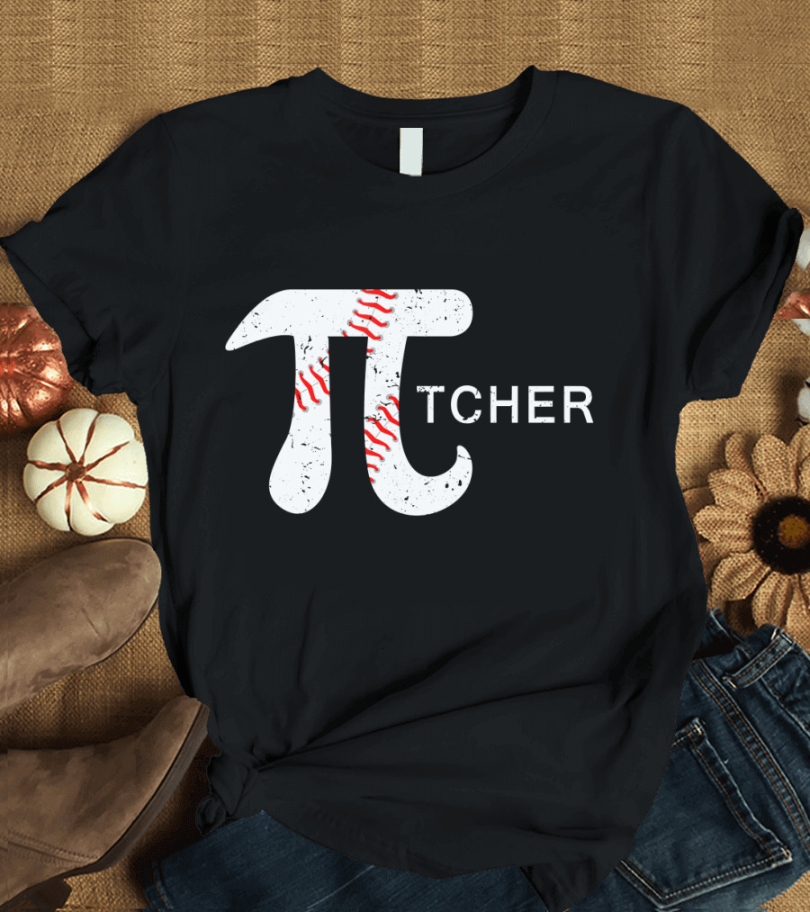 Baseball Pi Tcher Funny Math Pi Day T-Shirt