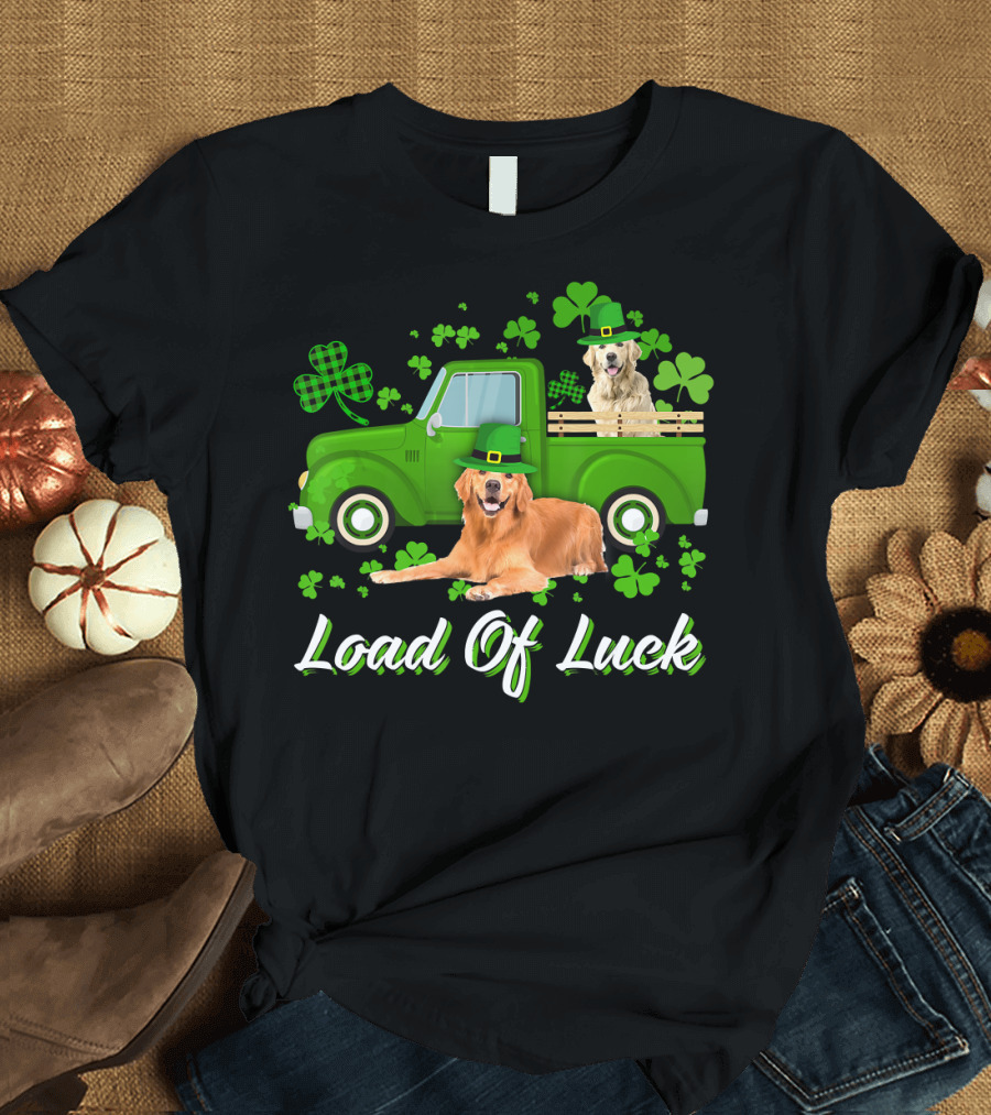 Load of Luck Green Truck and Golden Retrievers T-Shirt