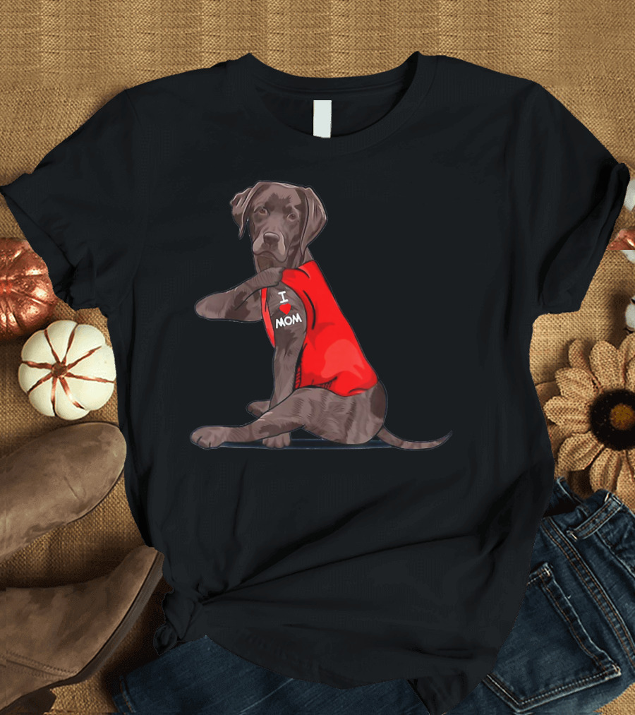 I Love Mom Chocolate Lab Tattoo Labrador Mom T-Shirt