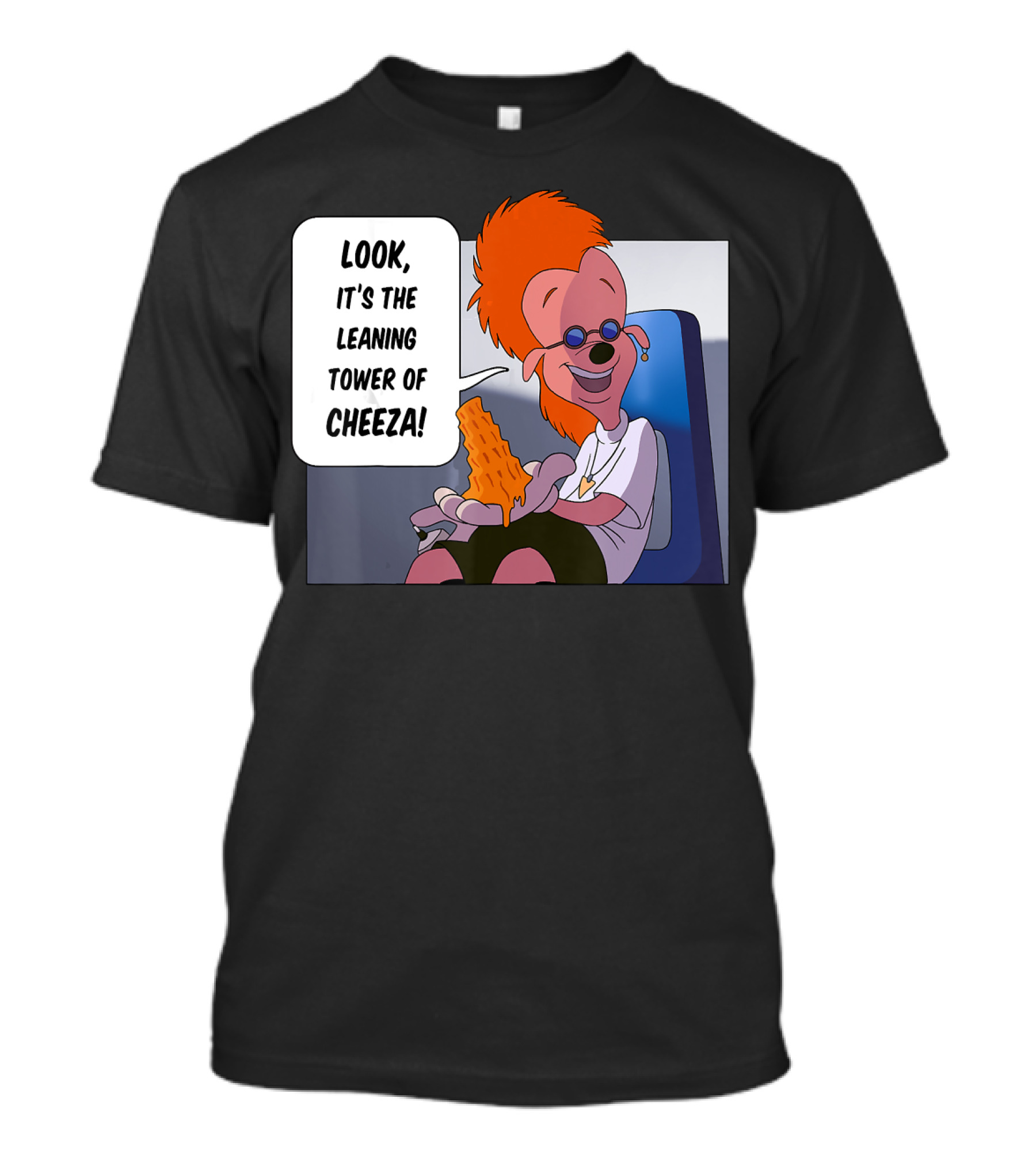 Disney A Goofy Movie Character With Leaning Tower Of Cheeza Scene T-Shirt