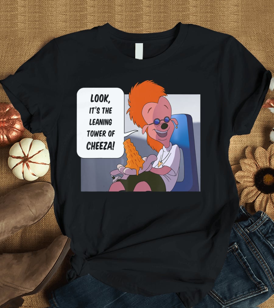 Disney A Goofy Movie Character with Leaning Tower of Cheeza Scene T-Shirt