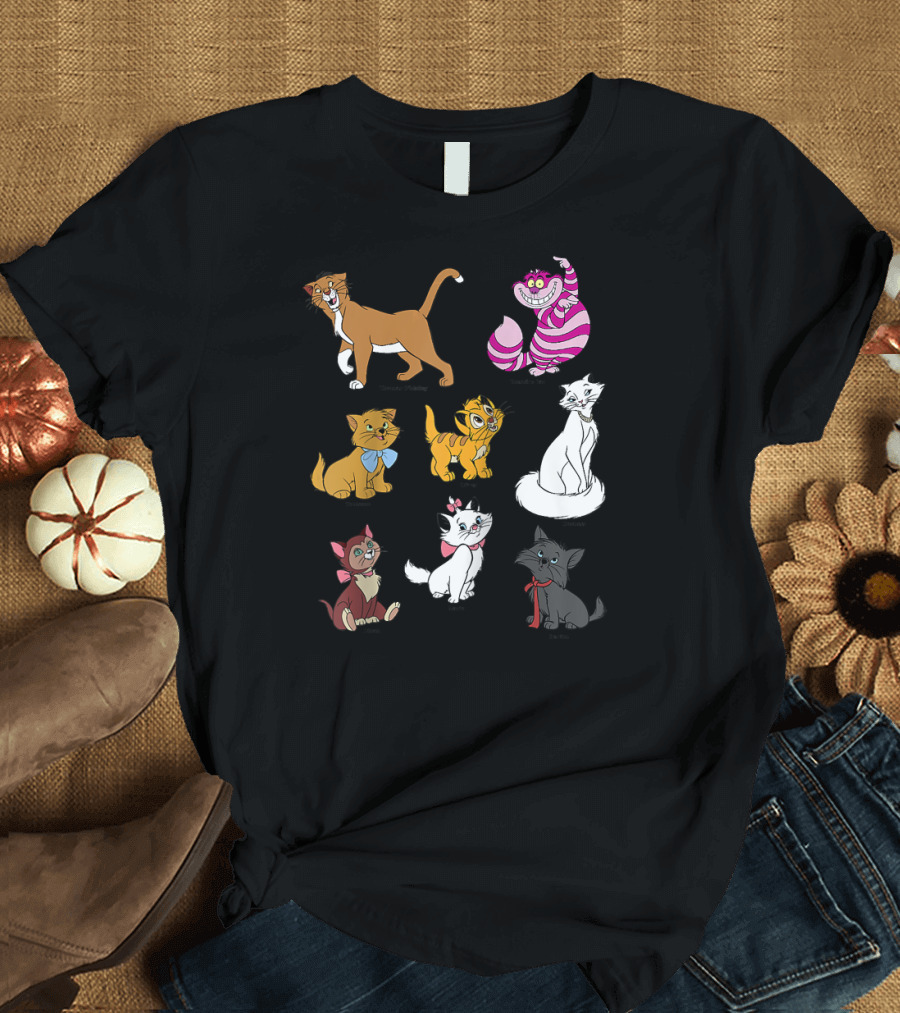 Disney Mickey And Friends Cheshire Duchess Oliver Figaro Aristocats Berlioz Toulouse Thomas Cats Raglan Baseball T-Shirt