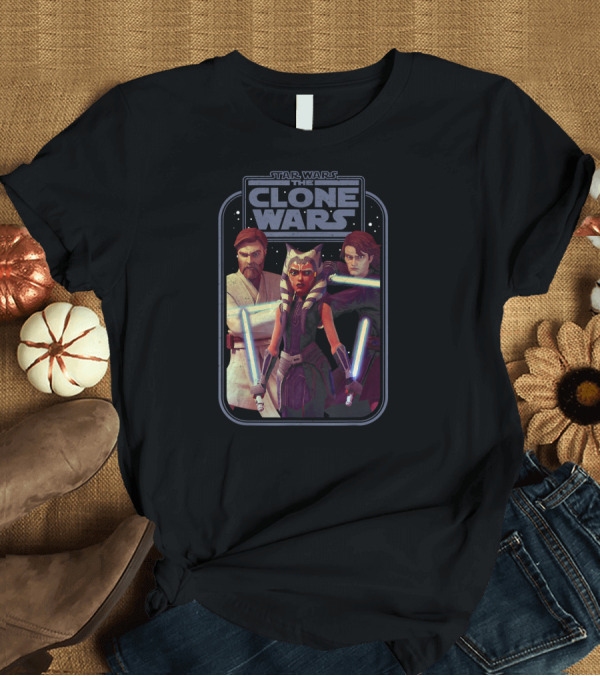 T-Shirt: Star Wars The Clone Wars Jedi Heroes Group with Lightsabers T-Shirt Star Wars The Clone Wars Jedi Heroes Group with Lightsabers T-Shirt