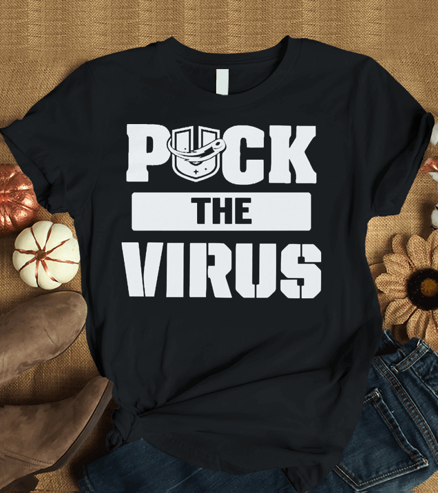 Puck The Virus Hockey Mask Sports Humorous Message T-Shirt
