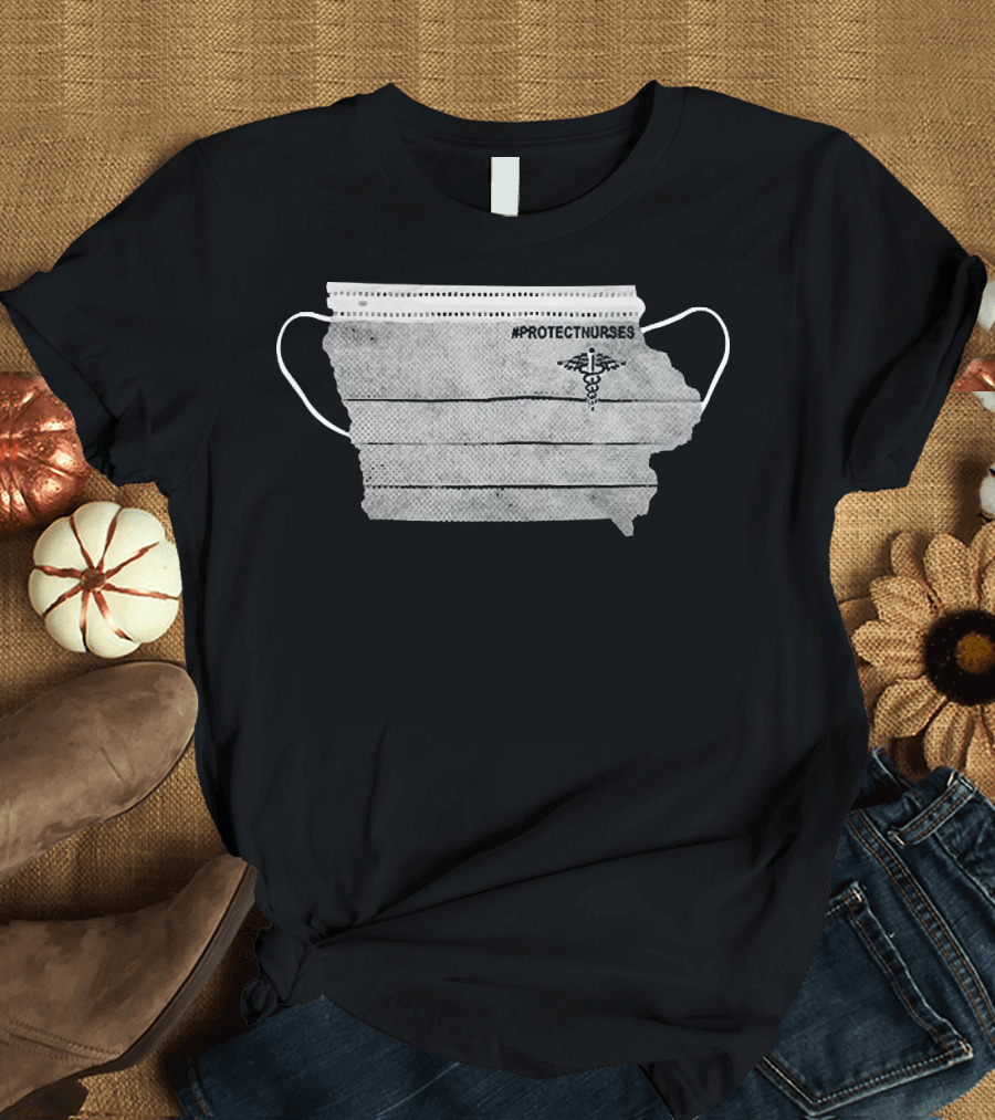 Iowa Map Nurse Mask #ProtectNurses Caduceus T-Shirt