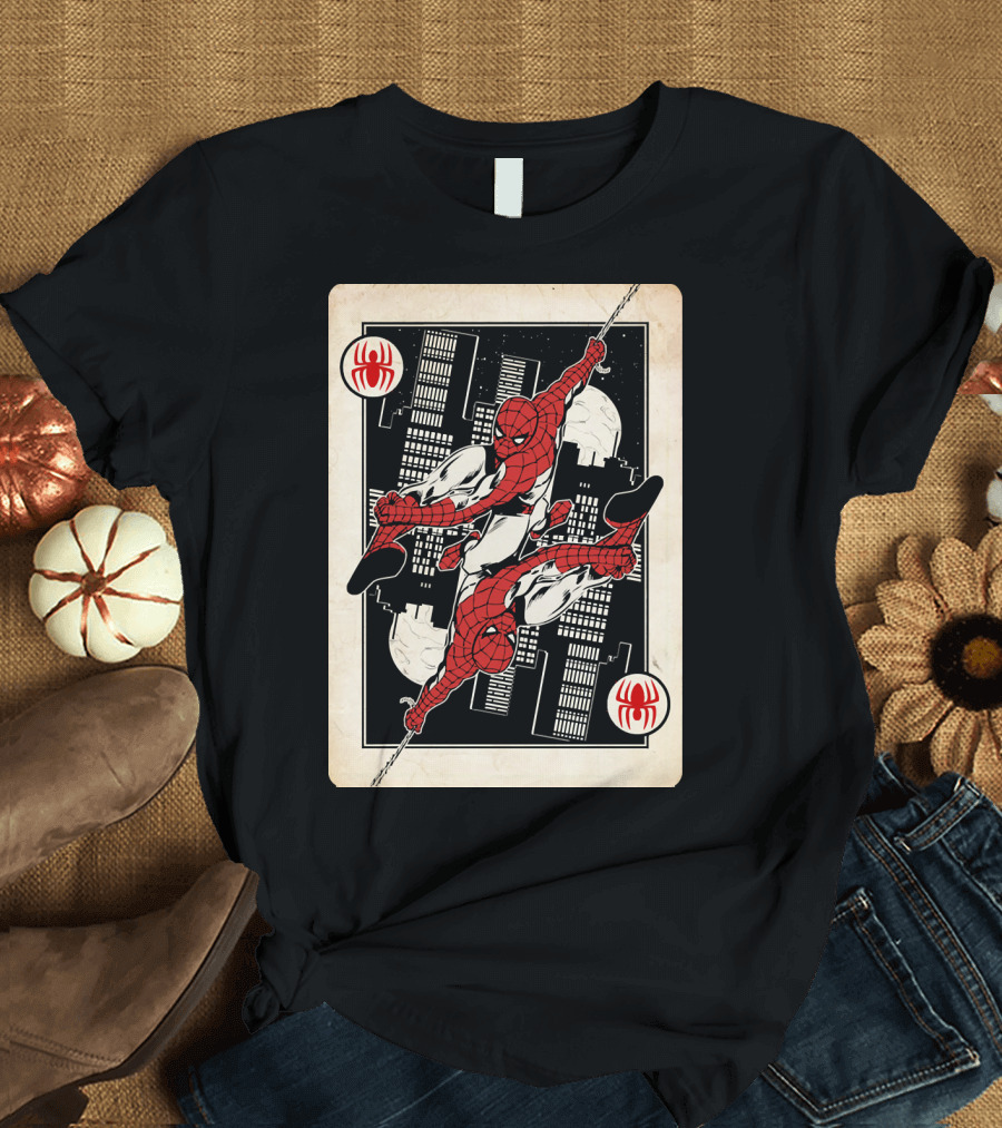 Marvel Spider-Man Ace of Spades Card T-Shirt