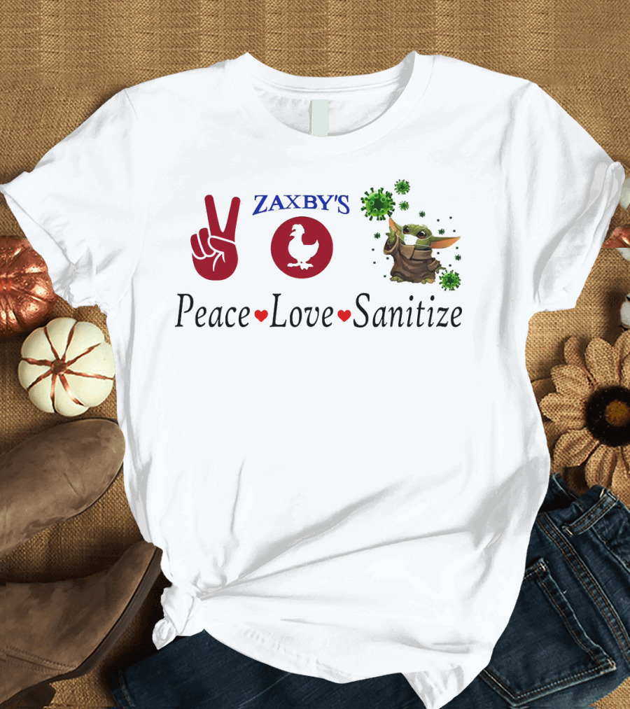 Zaxby's Peace Love Sanitize Baby Yoda T-Shirt