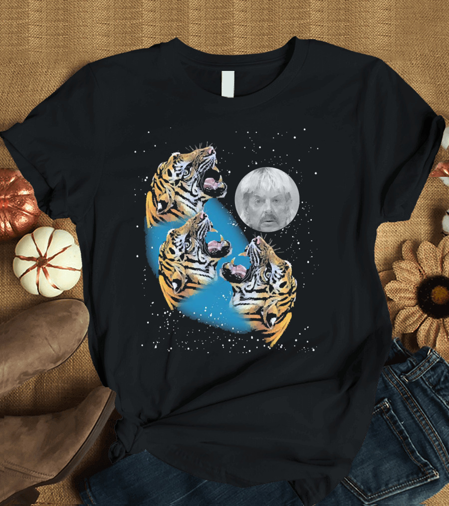 Joe Exotic Moon Three Tiger King Roaring Tiger Ladies T-Shirt