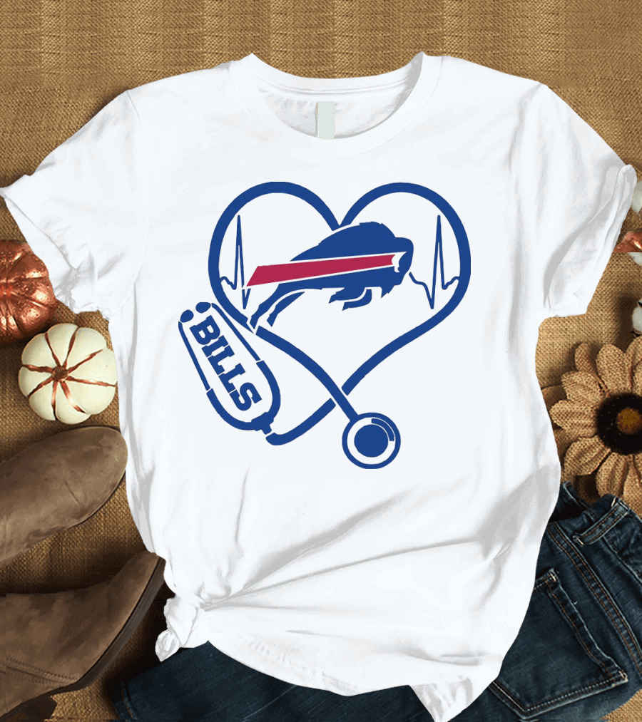 Buffalo Bills Stethoscope Heartbeat T-Shirt