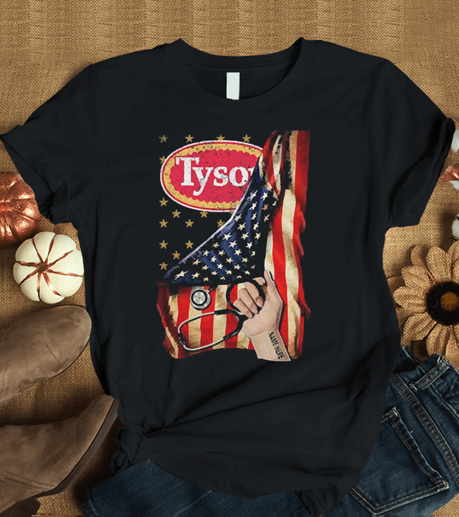 Tyson Foods American Flag Tattoo Sleeve T-Shirt