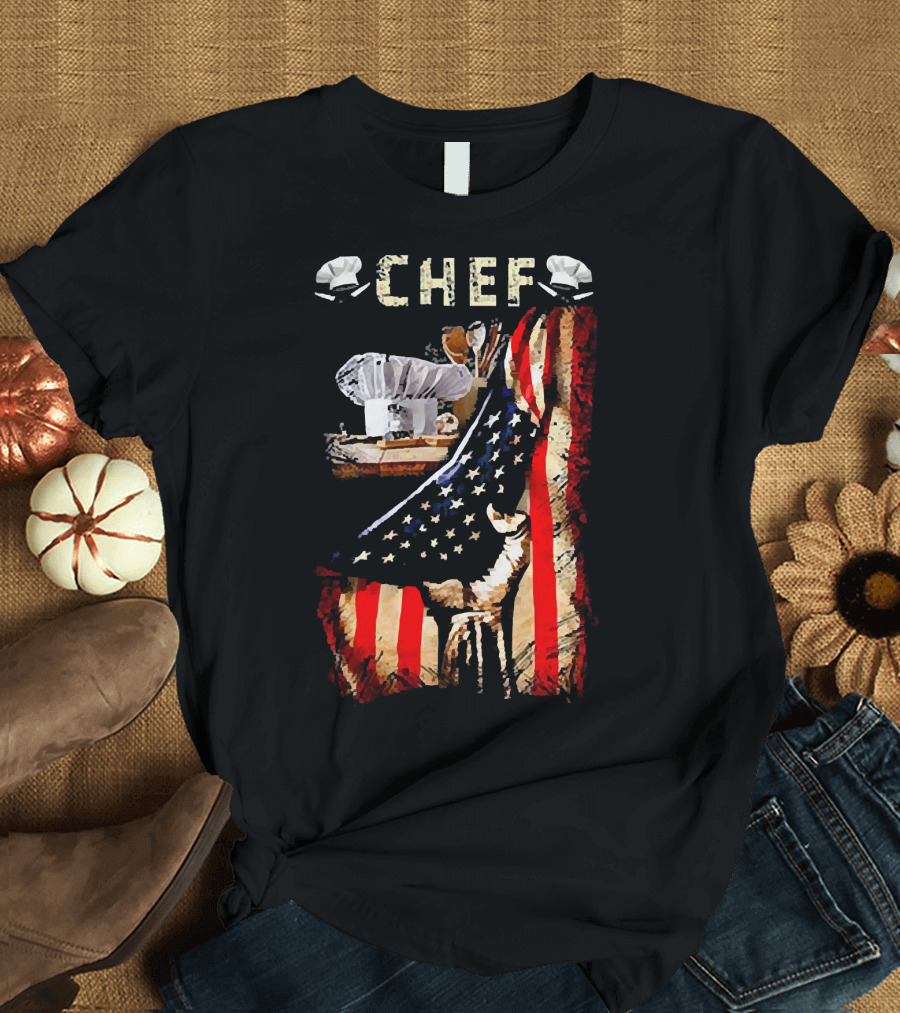 CHEF Proud American Flag Culinary Passion T-Shirt