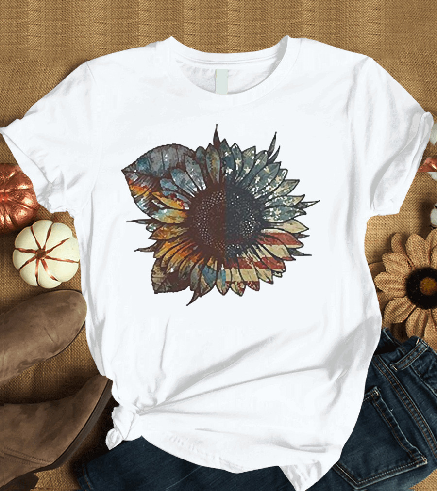 Sunflower American Flag T-Shirt