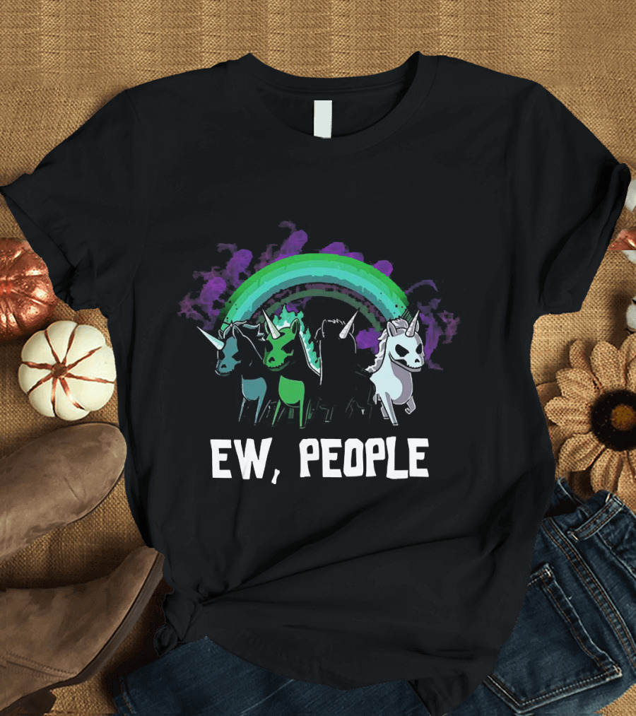 Four Unicorns Of The Apocalypse Ew People Rainbow Skulls T-Shirt