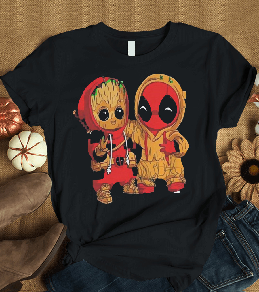 BABY GROOT AND BABY DEADPOOL HOODIE FRIENDS T-Shirt