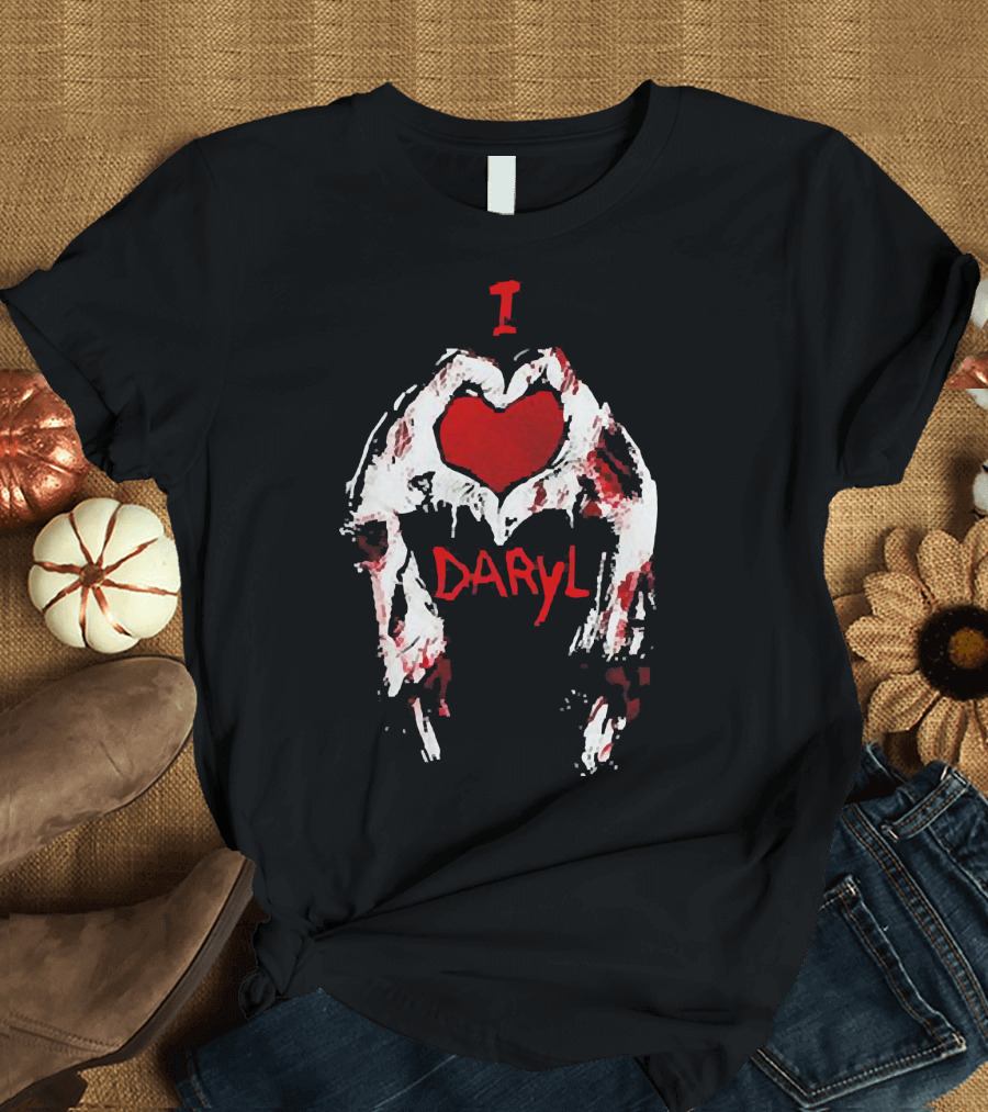 I Love Daryl The Walking Dead Zombie Heart Wings T-Shirt