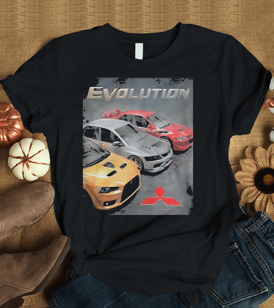 Mitsubishi Evolution Cars with Iconic Red T-Shirt