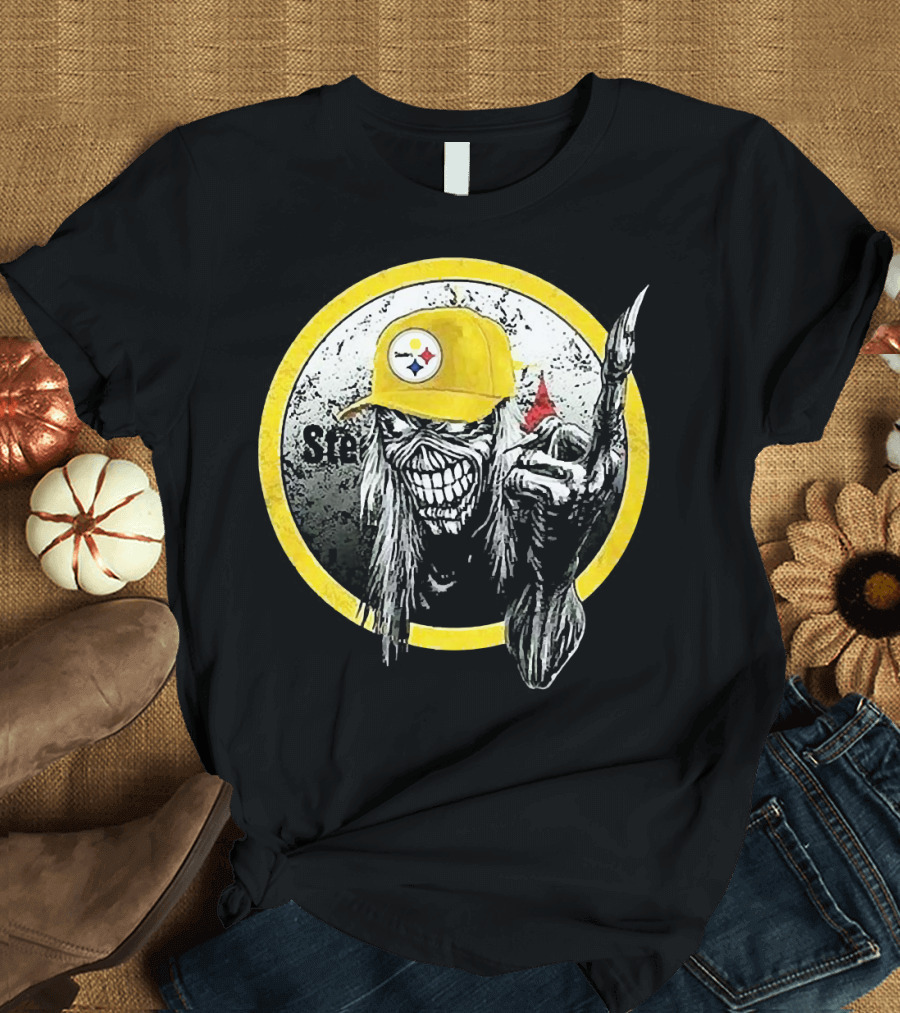 Pittsburgh Steelers Skull Fan T-Shirt