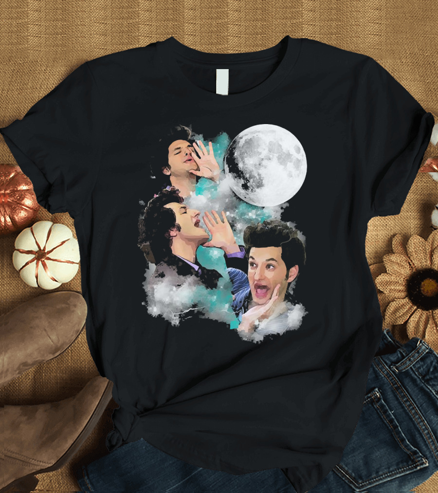 Three Jean Ralphio Full Moon Howling Clouds Faces T-Shirt