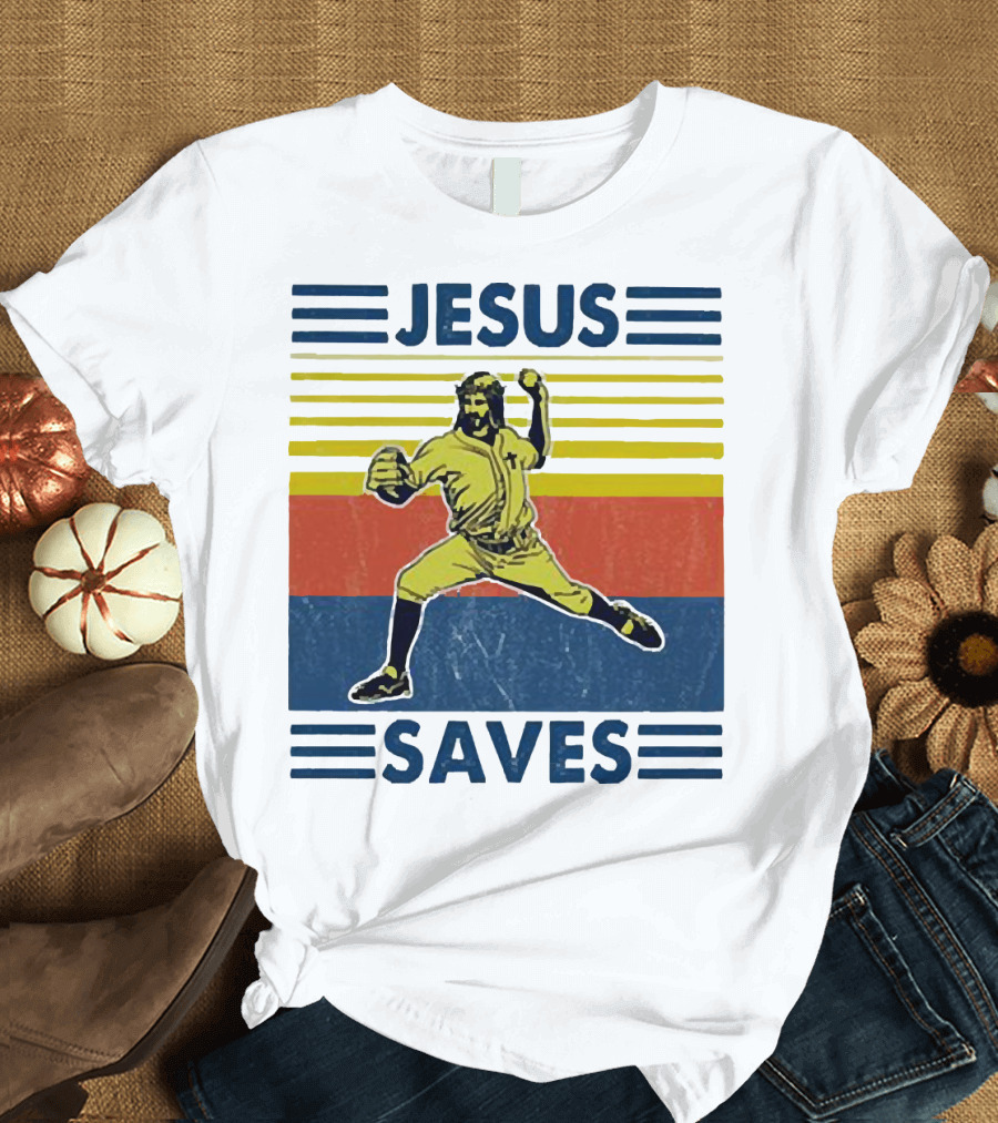 Jesus Saves Baseball Pitcher T-Shirt