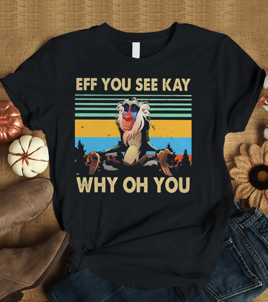 Eff You See Kay Why Oh You Yoga Monkey Retro Sunset T-Shirt