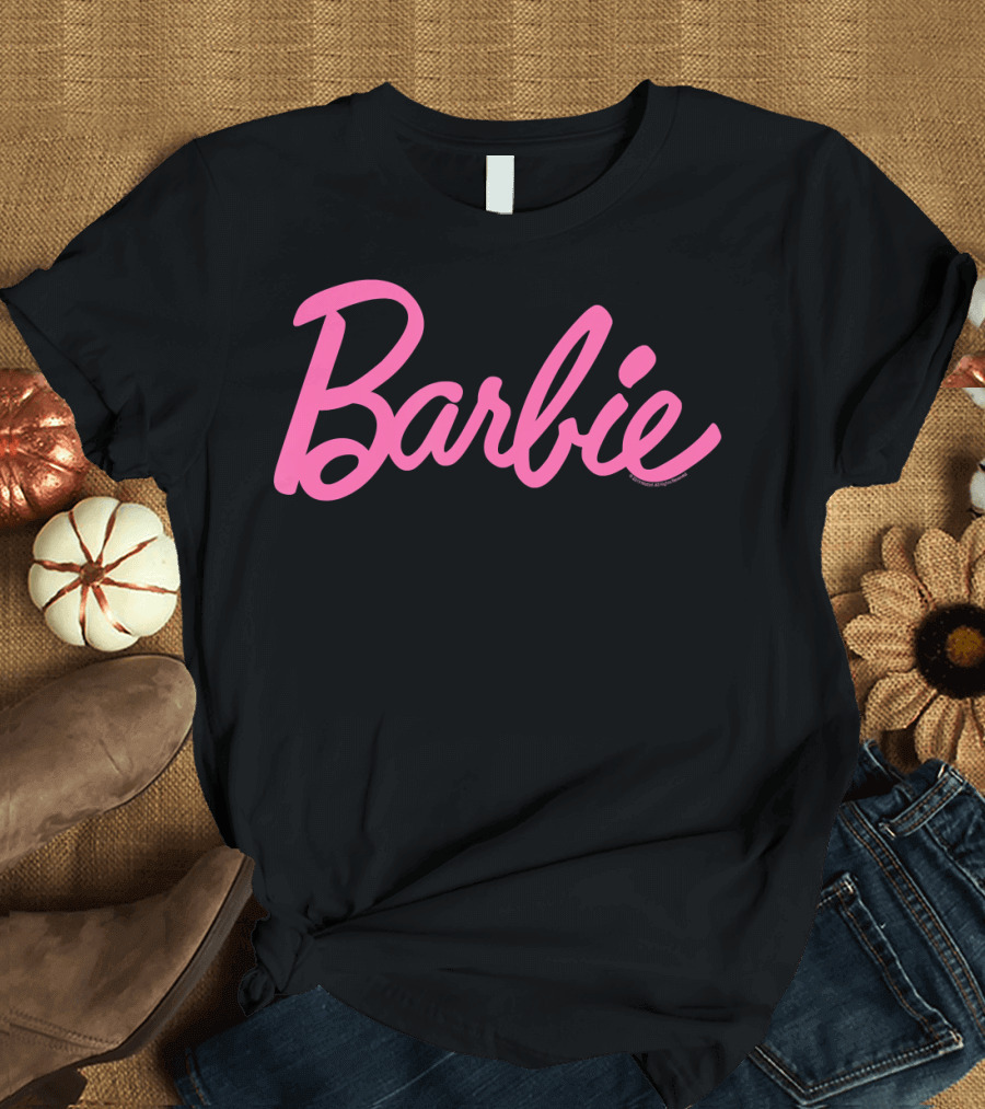 Barbie Iconic Pink Script Text T-Shirt