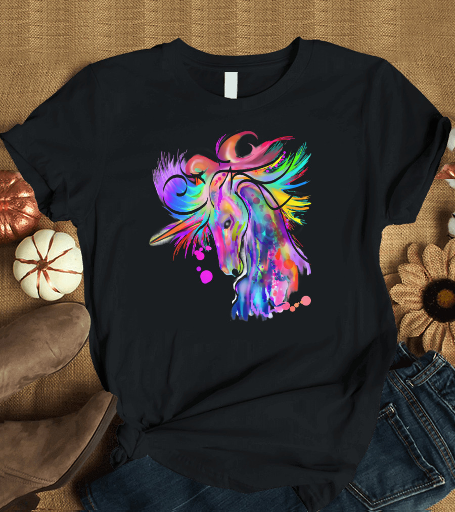 Colorful Rainbow Beautiful Unicorn Artistry T-Shirt