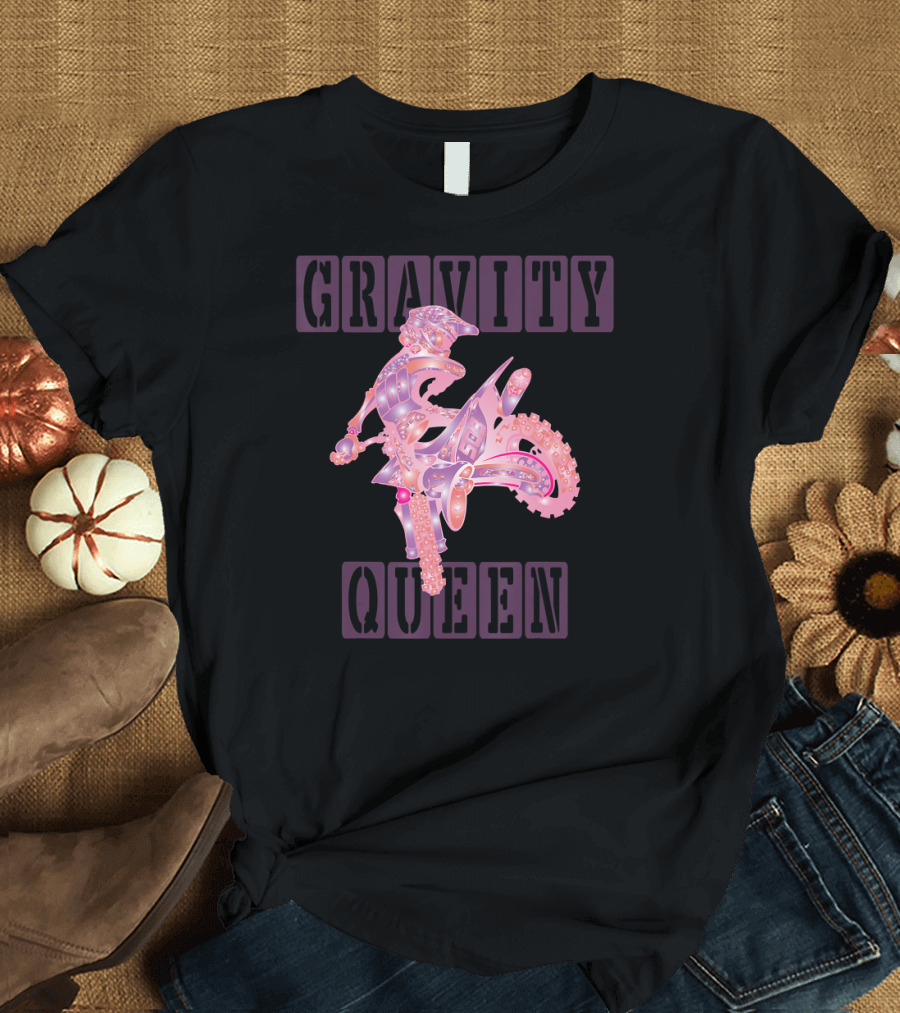Gravity Queen Dirt Bike Rider Motocross Gravity Check T-Shirt