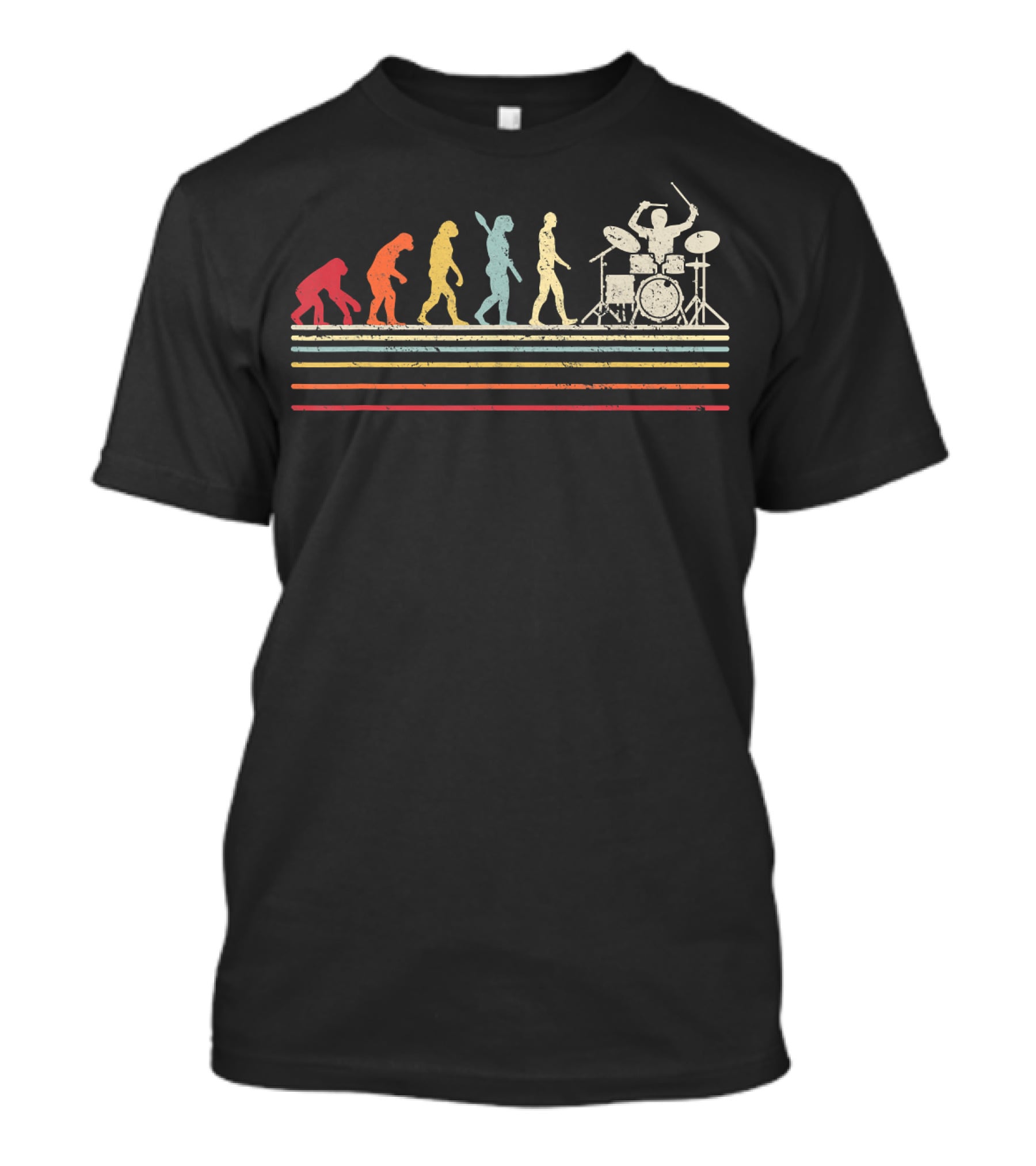 Funny Drummer Retro Vintage Evolution Of Man T-Shirt