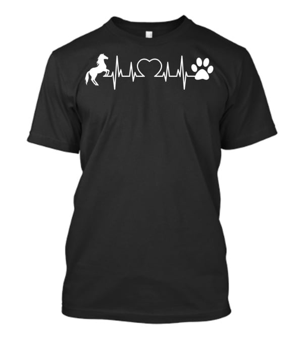 Horse Cat Dog Paw Heartbeat Love T-Shirt