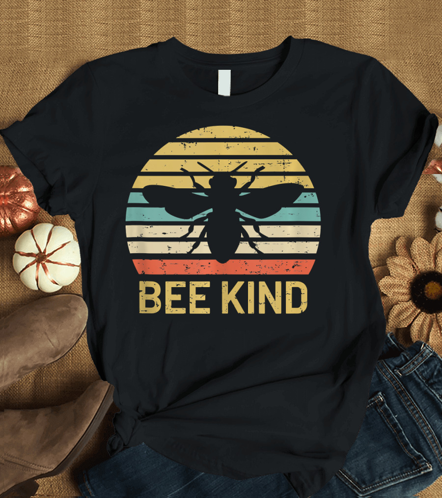 Bee Kind Vintage Style Honey Bee Silhouette Awareness T-Shirt