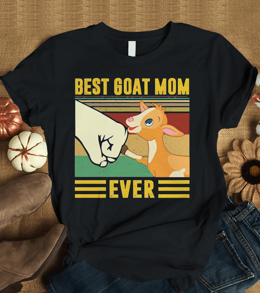 Best Goat Mom Ever Fist Bump with Adorable Cartoon Kid T-Shirt