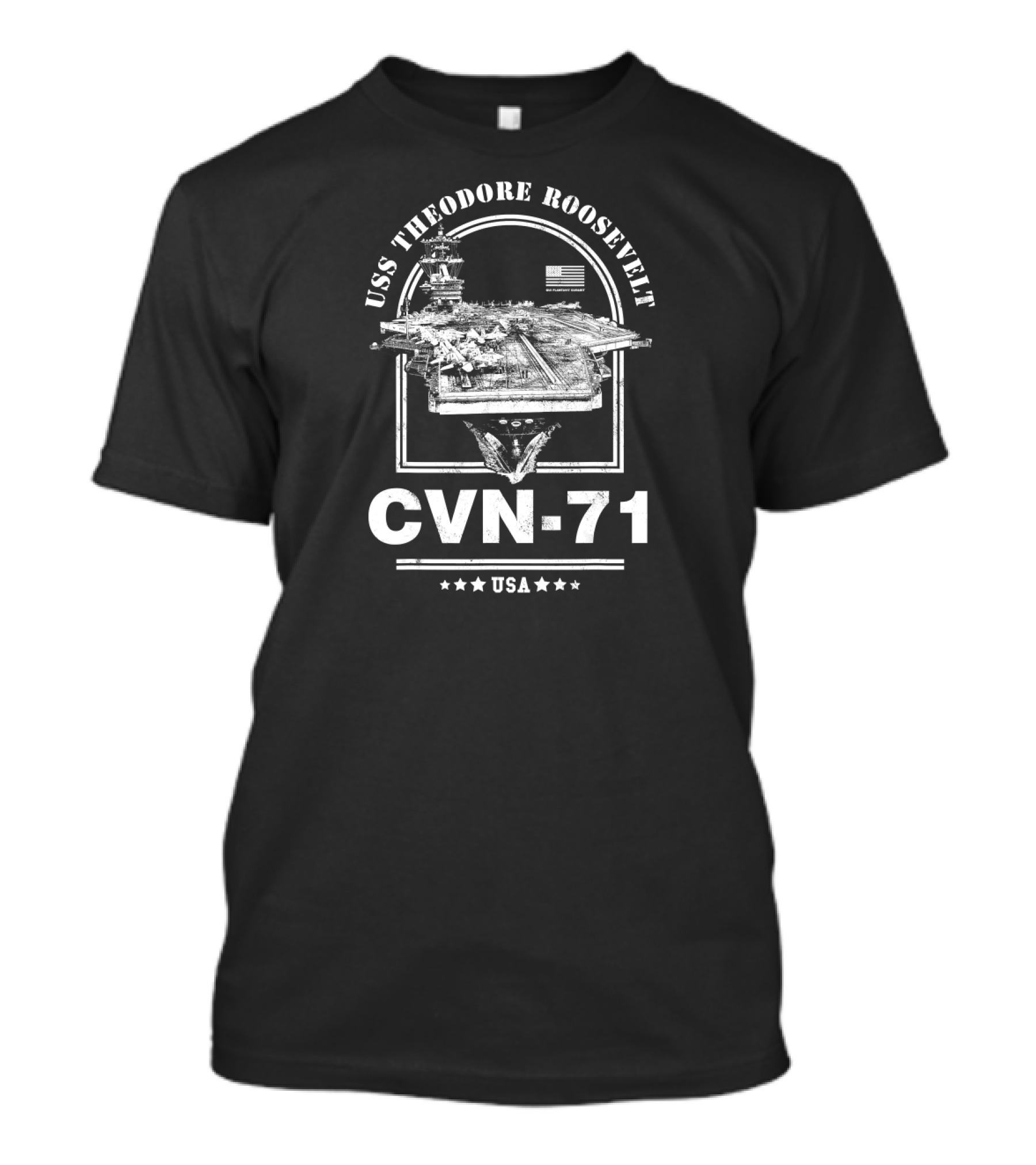 USS Theodore Roosevelt CVN-71 USA American Flag Aircraft Carrier T-Shirt