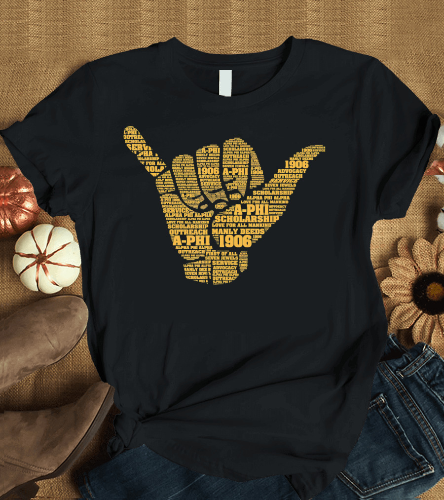 A-Phi 1906 Alpha Phi Hand Sign Scholarship Service Advocacy Outreach T-Shirt