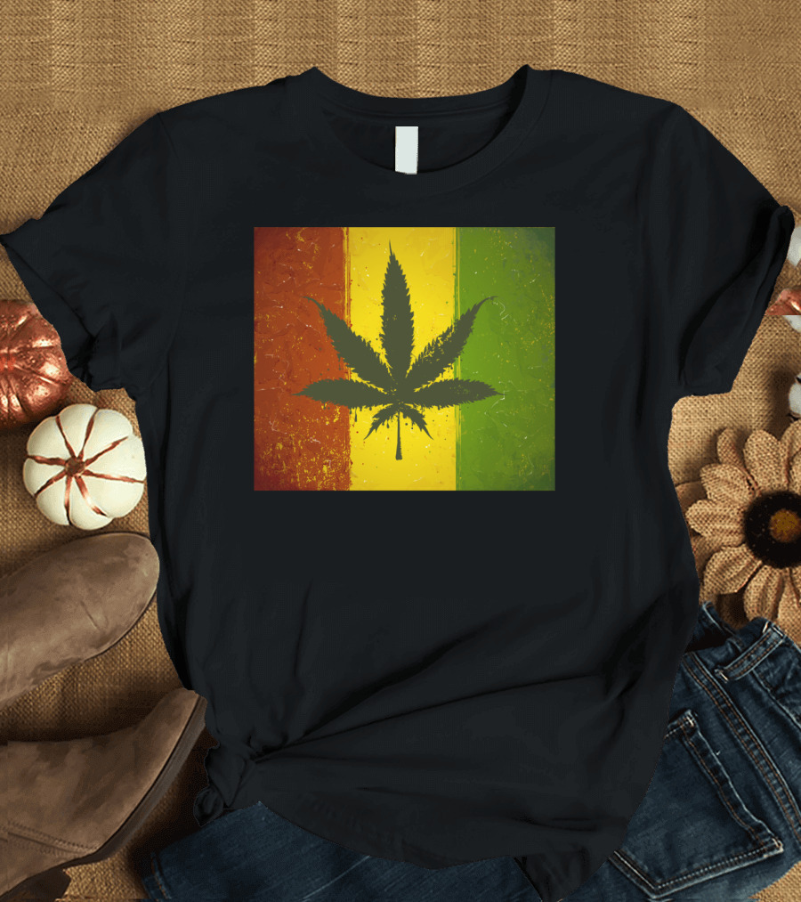 Rasta Jamaican Marijuana Leaf Legalized Pot Flag T-Shirt
